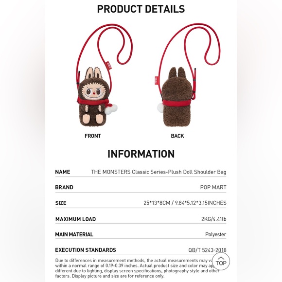 THE MONSTERS Classic Series- Plush Doll
Shoulder Bag - Picture 3 of 4